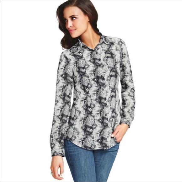 CAbi Sheer Snake Print Button Down Blouse Sz S - Picture 1 of 13